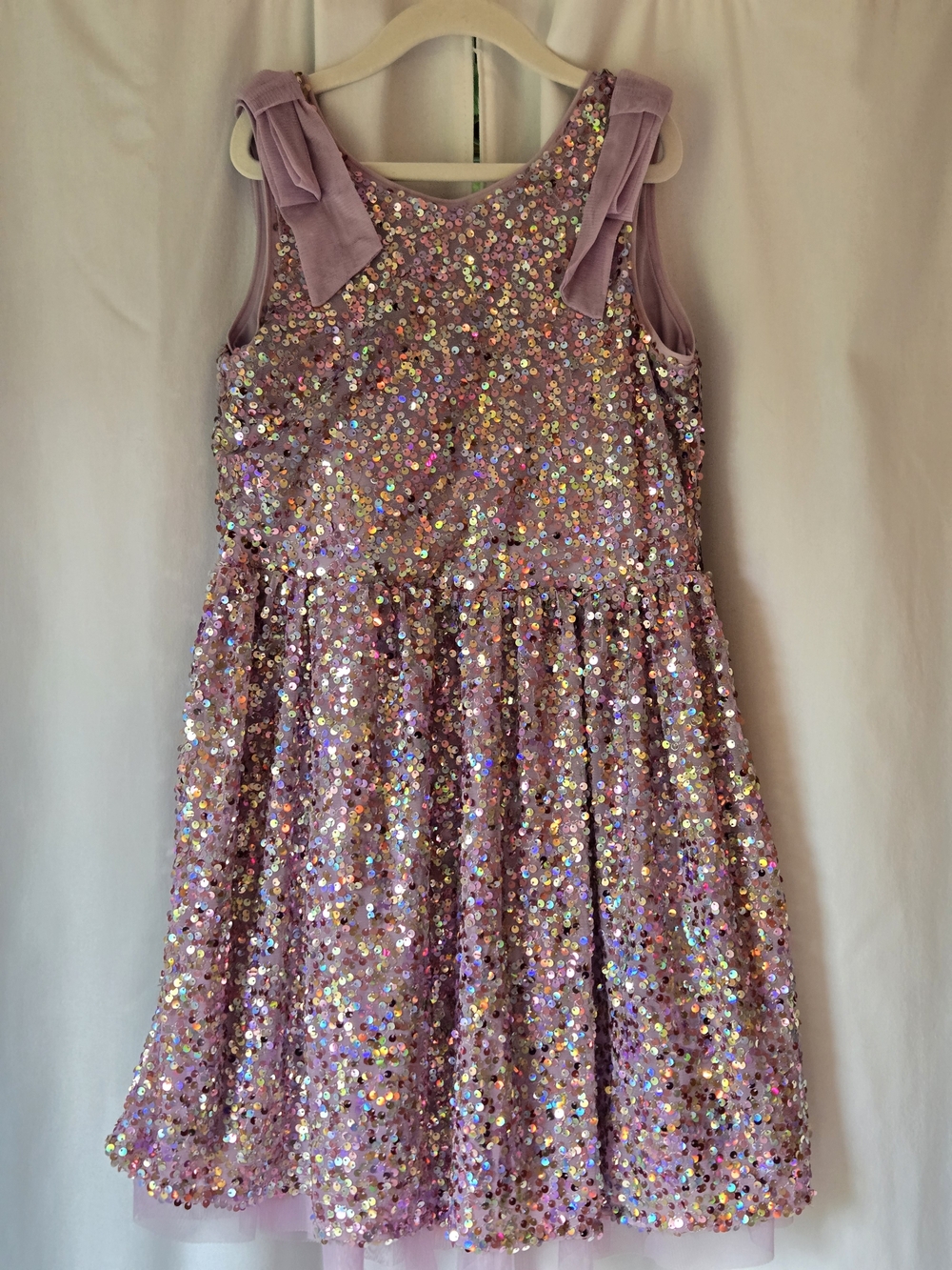 Cat & Jack Lavender Sequin Party Dress with Shoulder Bows